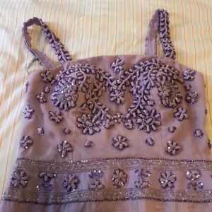 Mikael Aghal Beautiful lavender maxi long dress with shiny beads and sequins